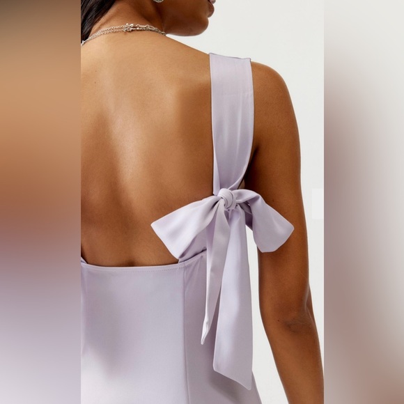 Urban Outfitters UO Bri Double Bow Satin Mini Dress In Lavender Size L - Picture 4 of 16